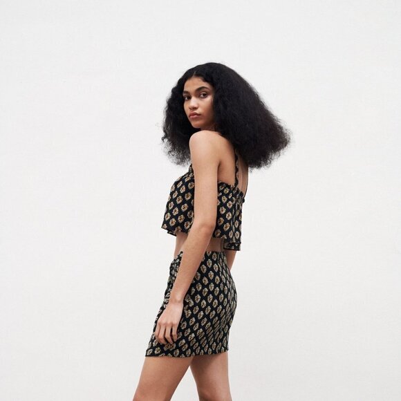 ZARA | Printed Crop Cotton Tank Top | Sz. M - Picture 4 of 9